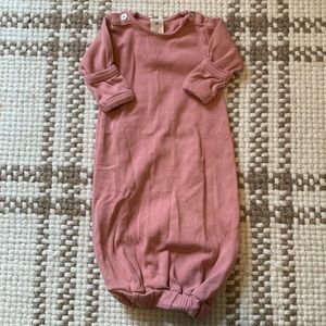 Kate Quinn Long Sleeve Button Neck Gown, Dusty Pink